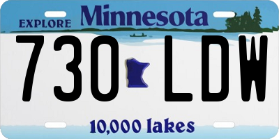 MN license plate 730LDW