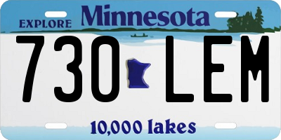 MN license plate 730LEM
