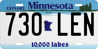 MN license plate 730LEN