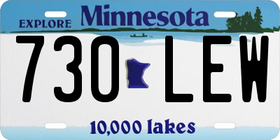 MN license plate 730LEW