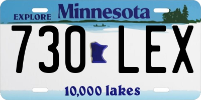 MN license plate 730LEX