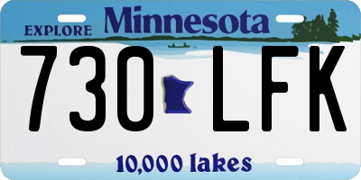 MN license plate 730LFK