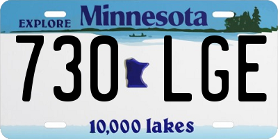 MN license plate 730LGE