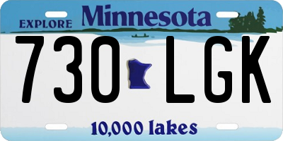 MN license plate 730LGK