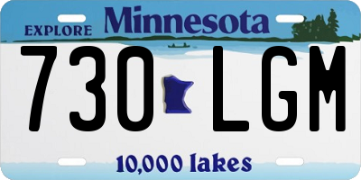 MN license plate 730LGM