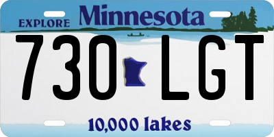 MN license plate 730LGT