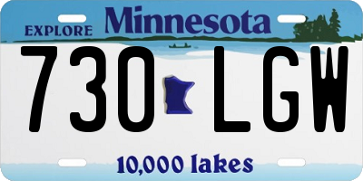 MN license plate 730LGW