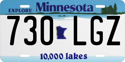 MN license plate 730LGZ