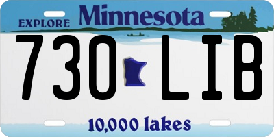 MN license plate 730LIB