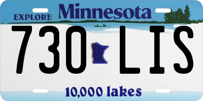MN license plate 730LIS