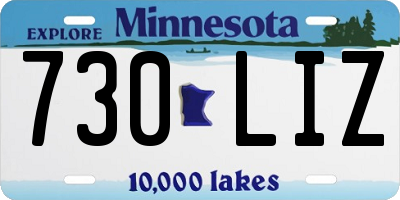 MN license plate 730LIZ