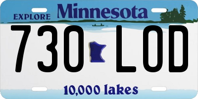 MN license plate 730LOD