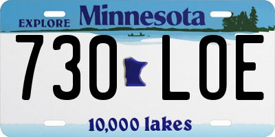 MN license plate 730LOE