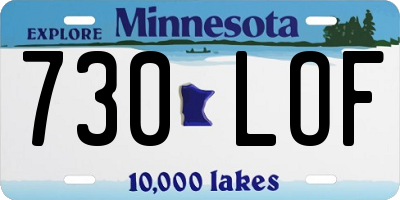MN license plate 730LOF