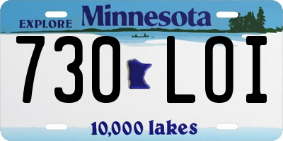 MN license plate 730LOI