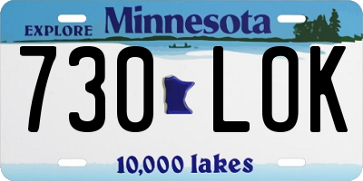 MN license plate 730LOK