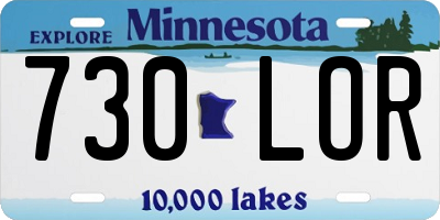 MN license plate 730LOR