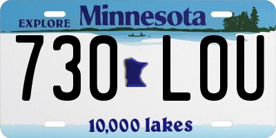 MN license plate 730LOU