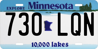 MN license plate 730LQN