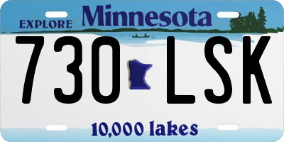MN license plate 730LSK