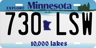 MN license plate 730LSW