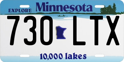 MN license plate 730LTX