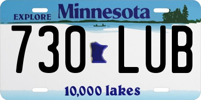 MN license plate 730LUB