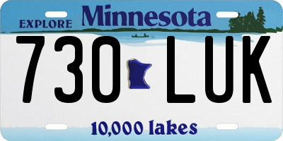 MN license plate 730LUK