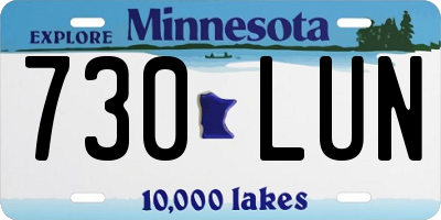 MN license plate 730LUN