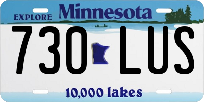 MN license plate 730LUS