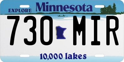MN license plate 730MIR