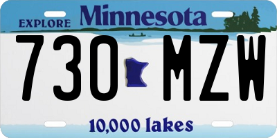 MN license plate 730MZW