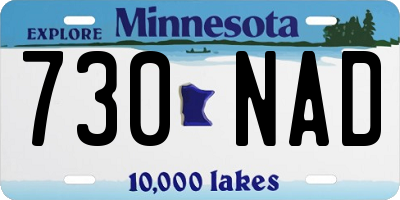 MN license plate 730NAD