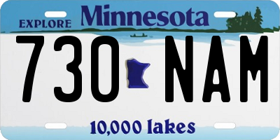 MN license plate 730NAM