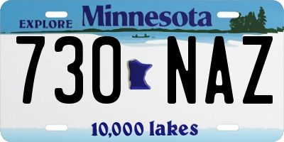MN license plate 730NAZ