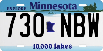 MN license plate 730NBW