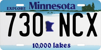 MN license plate 730NCX