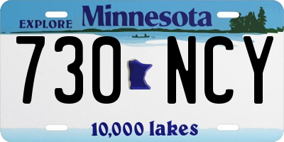 MN license plate 730NCY