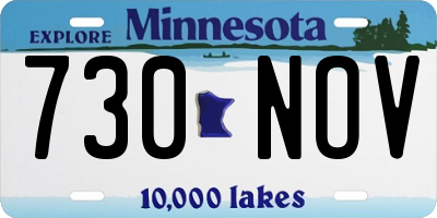 MN license plate 730NOV