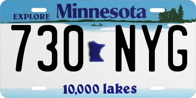 MN license plate 730NYG