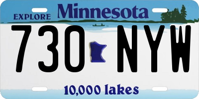 MN license plate 730NYW