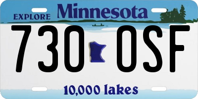 MN license plate 730OSF