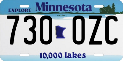 MN license plate 730OZC