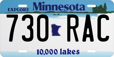 MN license plate 730RAC