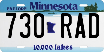 MN license plate 730RAD