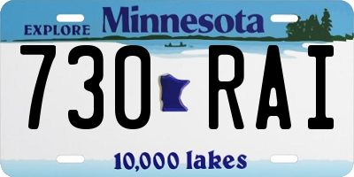 MN license plate 730RAI