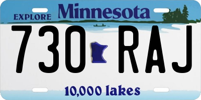 MN license plate 730RAJ