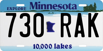 MN license plate 730RAK