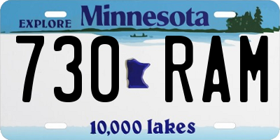 MN license plate 730RAM