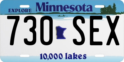 MN license plate 730SEX